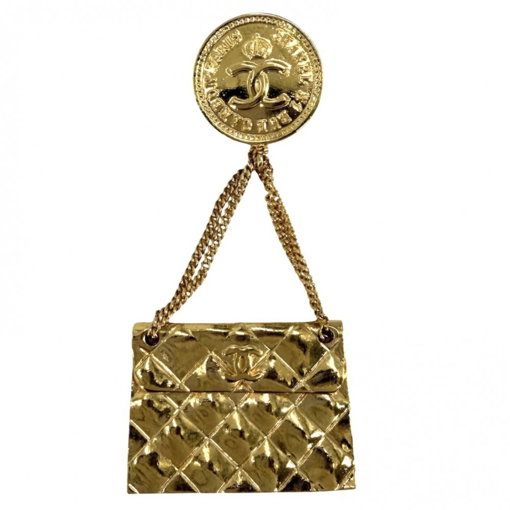 CHANEL Vintage Gold Logo Brooch
